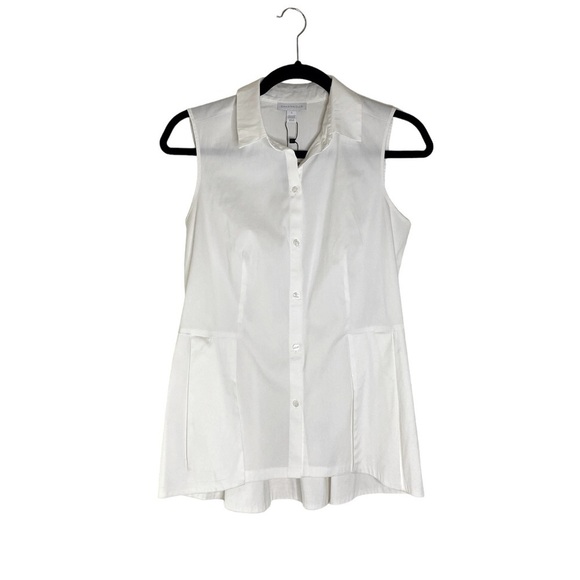 Charter Club Women's Sleeveless White Button-Up Blouse Size 4 Casual HSH - Picture 9 of 9